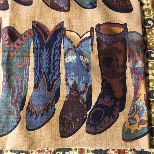 Vtg 80s/90s Interior Fabric Design Decorator Cowboy Boots 39”x 53” - Picture 9 of 9