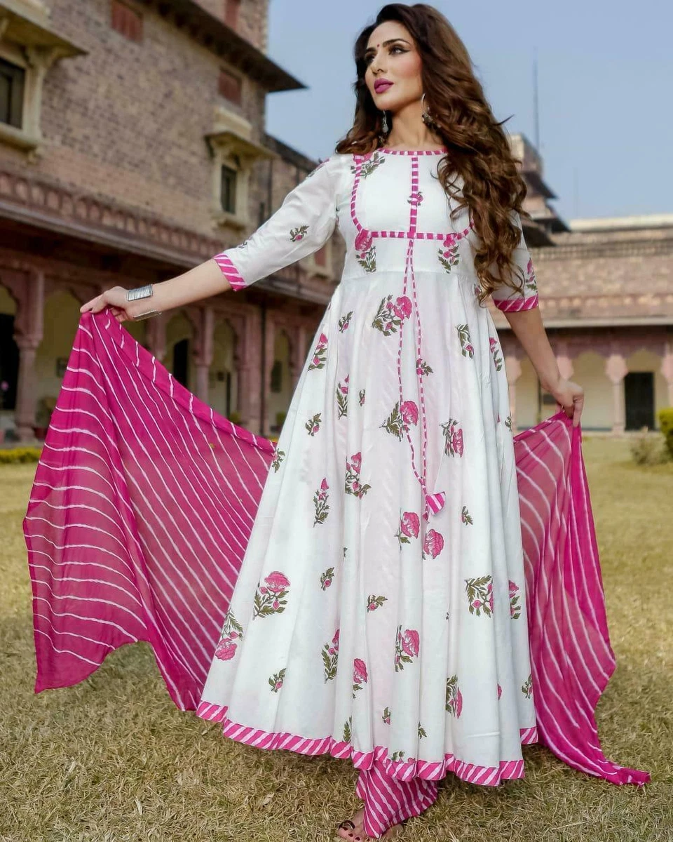 White anarkali best sale top