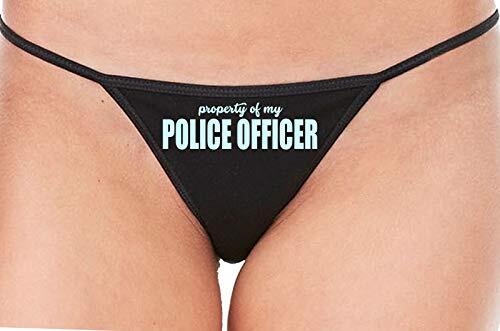 Knaughty Knickers Property of My Police Officer Leo Wife Black String Thong - Picture 1 of 11