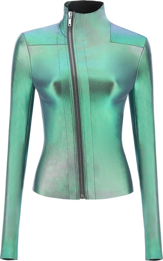 Chaqueta RICK OWENS Escarabajo IRIDISCENTE Cuero Cordero Gary Moto ss23 edfu Holograma Foto 3 de 4