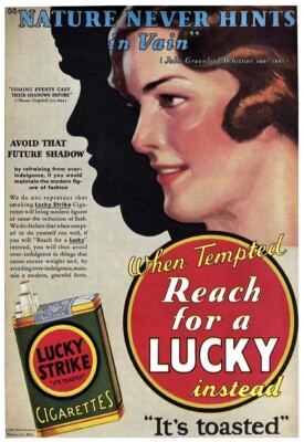 LUCKY STRIPE CIGARETTES *2X3 FRIDGE MAGNET* RETRO ADVERTISEMENT LUCKIES TOBACCO