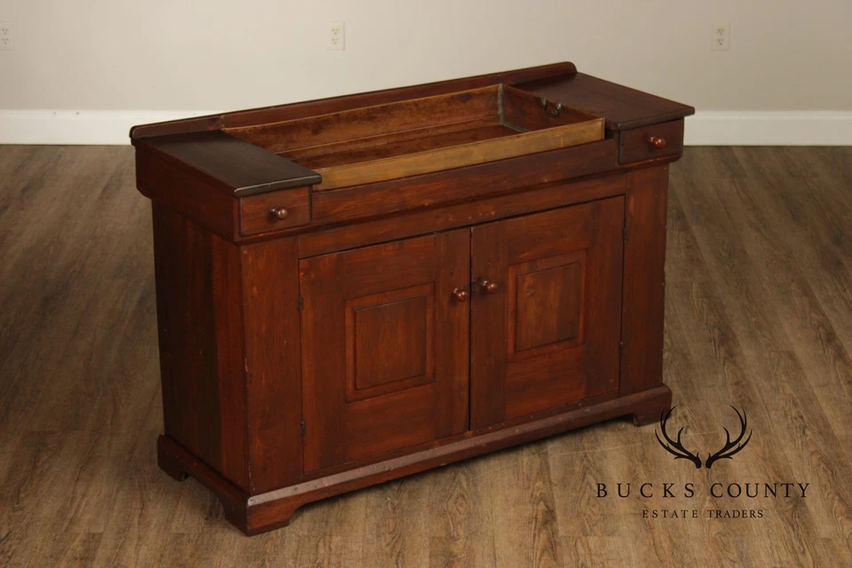 Fregadero seco antiguo de pino y cobre de granja Foto 2 de 4