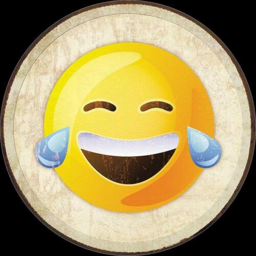Emoji Laugh Tears Tin Metal Sign Funny Computer Cell Phone Facebook Round  NEW | eBay