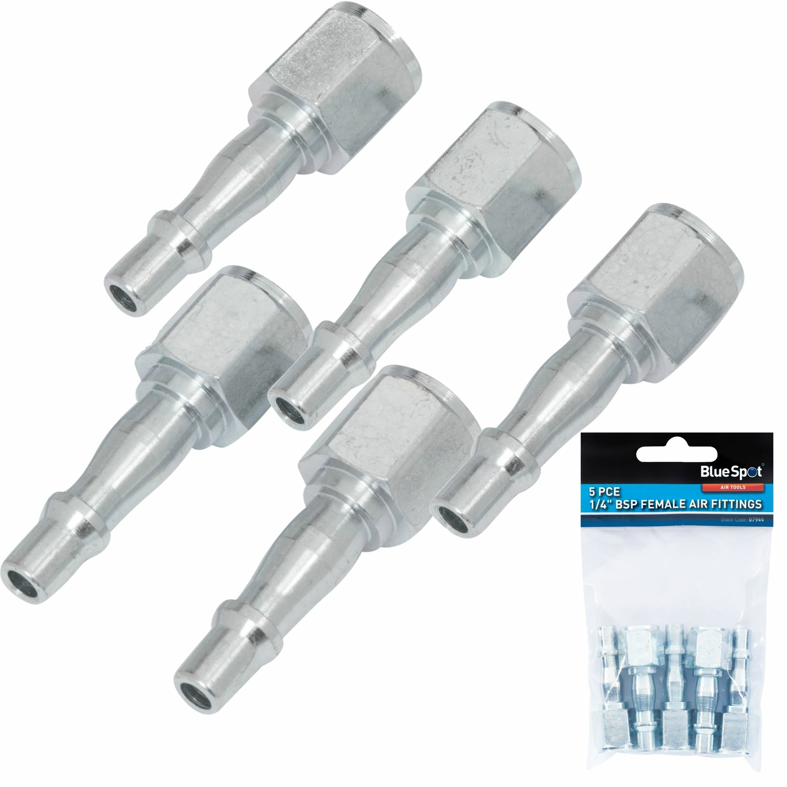 BlueSpot 5pc Air Line Fittings Hose Compressor Bayonet Connector 1/4"" BSP Female