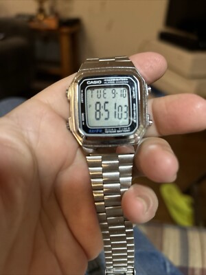 CASIO A178W Mod 2519 Men Silver Digital Alarm Chrono Watch.  Works Great!