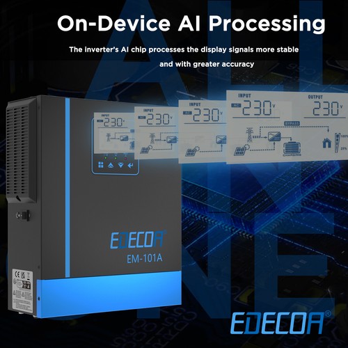 EDECOA 1000W 12V Hybrid Inverter MPPT 40A PV 20-150VDC Solar Wechselrichter - Bild 5 von 11