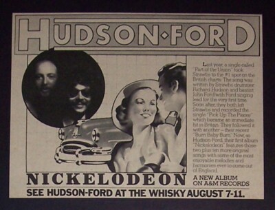Hudson Ford Nickelodeon Whisky LA Concet 1974 Small Poster Type Advert, Promo Ad