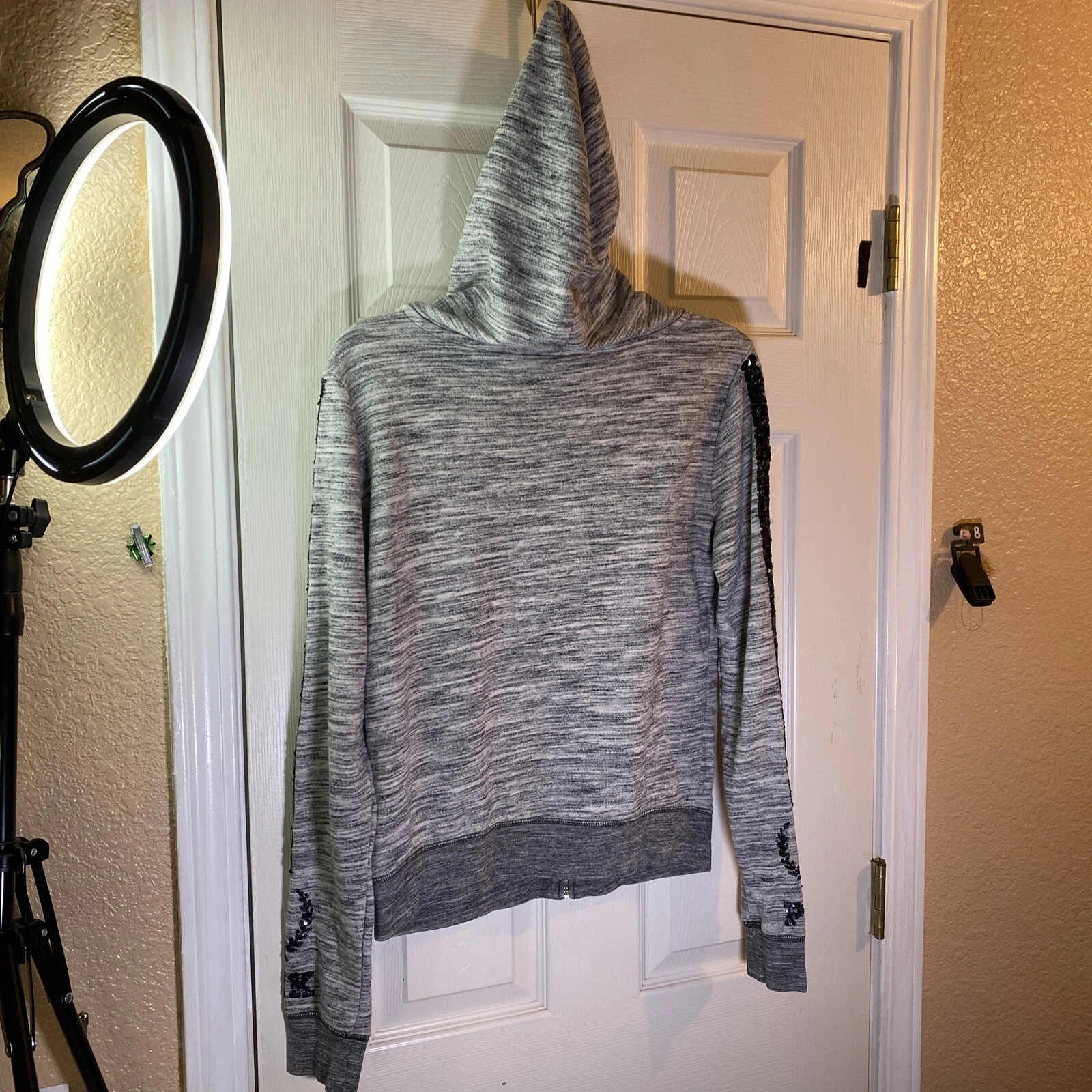 UNDERCOVER Felpa con cappuccio rosa Victoria'a Secret donna M MEDIA tasche cerniera intera casual