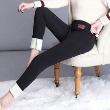 Women Winter Warm Sherpa Fleece Lined Leggings Thick Cashmere Thermal Pants NEW