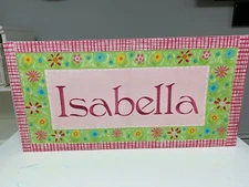 Isabella Name Room Sign Girls Home Decor Art Hand Sewn Bella Izzy Preowned