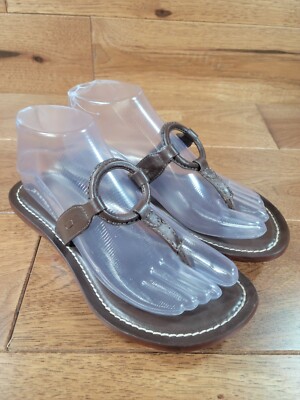 BERNARDO Womens Brown Leather Ring Thong Slip-On Sandals SIZE M