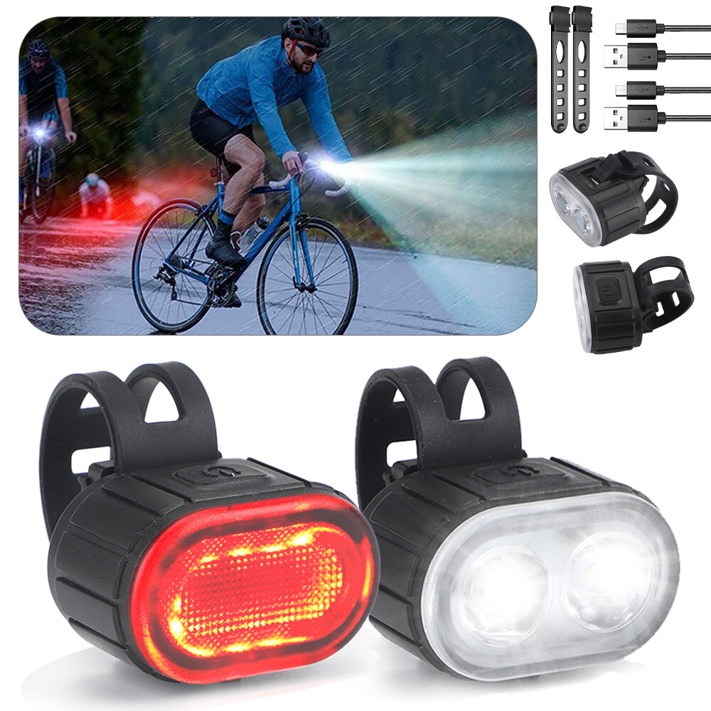LED USB Fahrrad Licht Set Beleuchtung Set AKKU Scheinwerfer Rücklicht Lampe