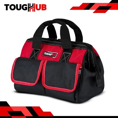 TOUGHHUB Small Tool Bag Red 12 Inch Durable Hand Carry Bag for Tools DIY Storage