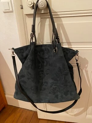 SAC daim bleu marine - marque italienne - Photo 1/4
