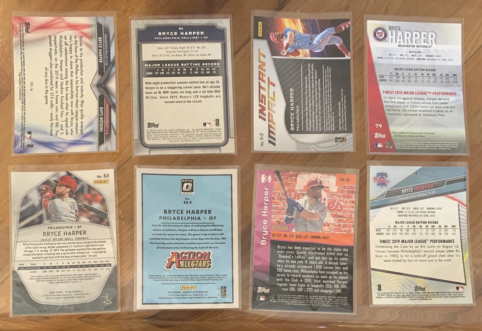 Bryce Harper Lot x 8 2017 Finest Ref. + Prizm ‘20 +Museum + Optic + Finest’20 x3 - Image 2 of 2