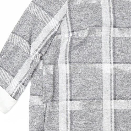 Wallis Womens Grey Scoop Neck Check Polyester Blend Jumper Size 10 - Picture 11 of 12