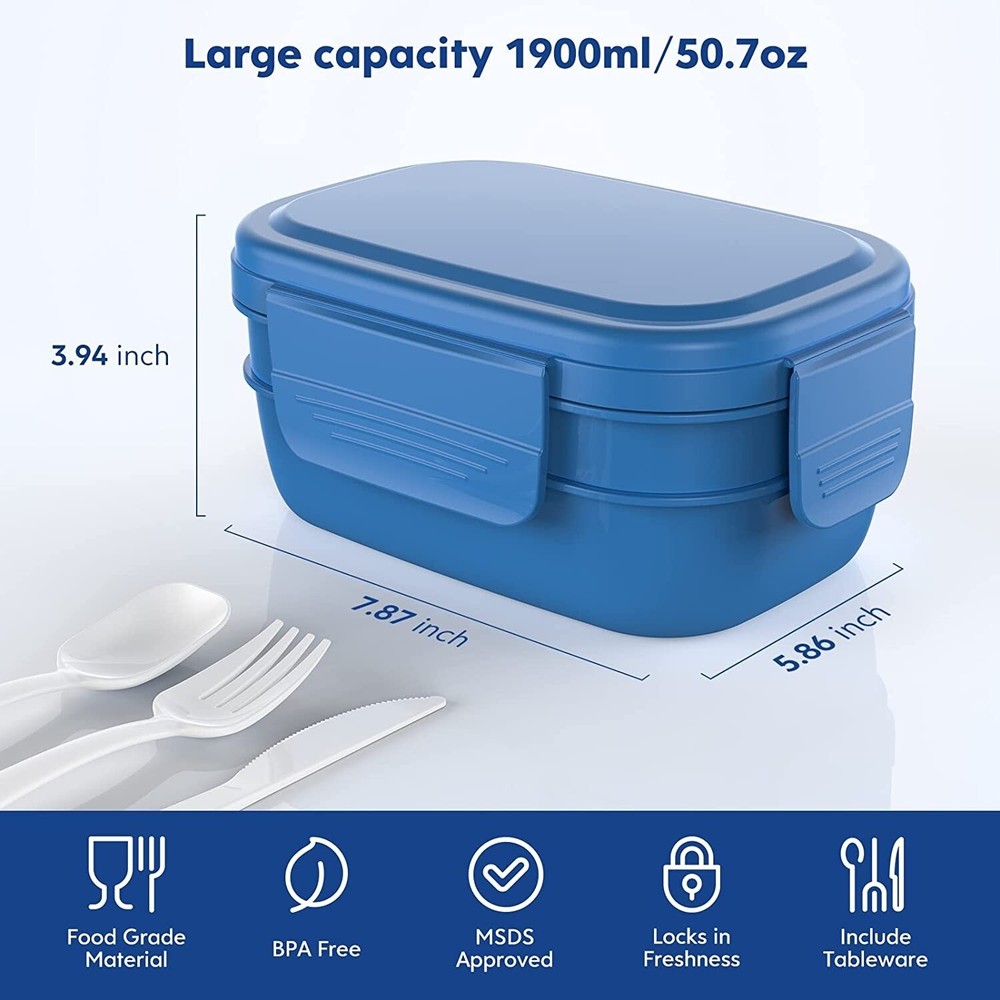 Bento Box Adult Lunch Box,3 Stackable Bento Lunch Containers for Adult