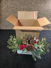 Christmas Wooden Sleigh Centerpiece Table Top Floral Arrangement