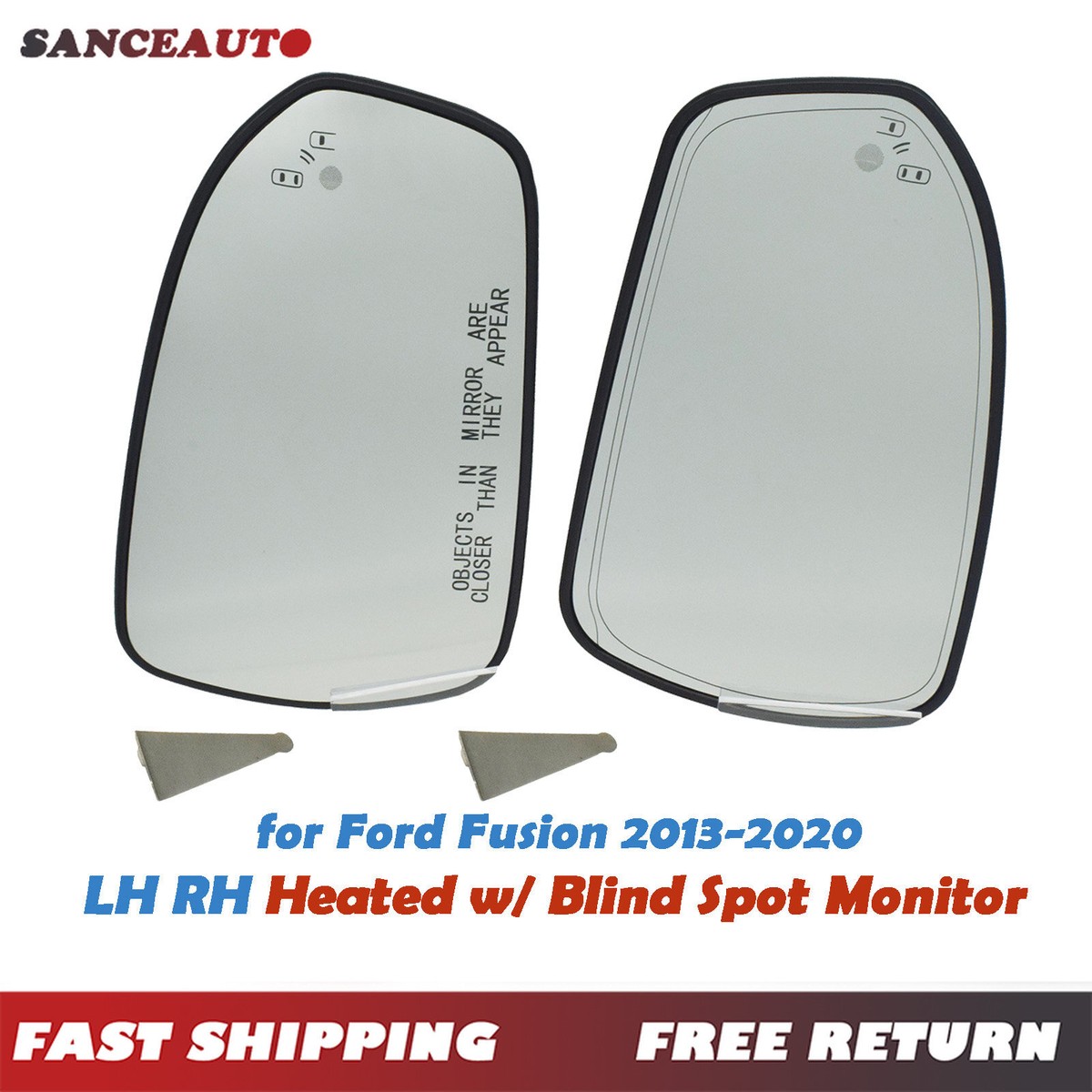 LH RH Heated Side View Mirror Glass W/ Blind Spot Monitor For Ford 