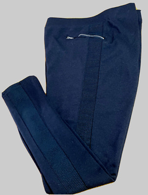 Level Eight Sz 14 Black Stretch Athletic Pants Silver Zip Pockets Contrast Sides
