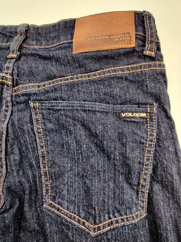 Volcom Solver Men's 28x29 Slim Straight Dark Blue Denim Stretch Jeans - Picture 8 of 11