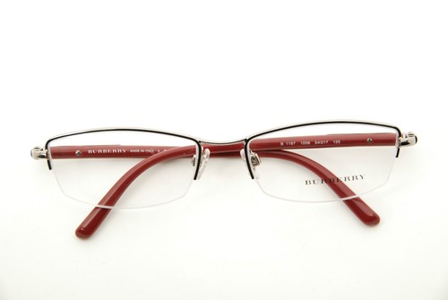 New Authentic Burberry B 1197 1006 Silver/Burgundy 54mm Eyeglasses RX Italy - Picture 12 of 12
