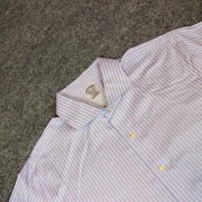 Brooks Brothers Shirt Men's 16.5-34 Blue Pink Regent Non Iron Cotton Button Up