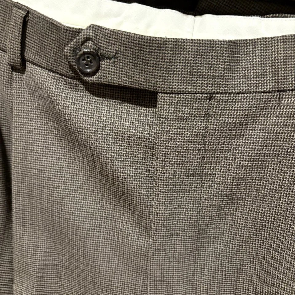 Traje Brooks Brothers 346 Mezcla de Lana Elastizado Marrón Pata de Gallo 40L Pantalones 34" Foto 4 de 4