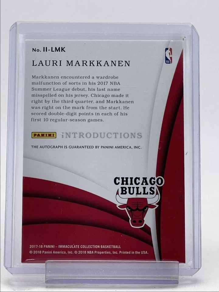 LAURI MARKKANEN 2017-18 IMMACULATE INTRODUCTIONS ROOKIE RC AUTO /75 Q5476 - Image 2 of 2