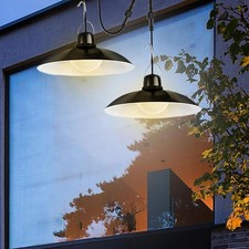 2-Head LED Solar Powered Pendant Hanging Light Lamp Garden Yard Shed Lighting UK