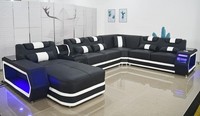 Ledersofa Sofa Modernes Polster Leder Wohnlandschaft Design Ecksofa Couch Textil