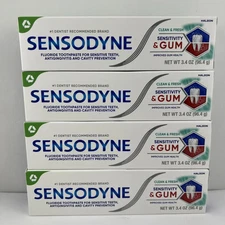 Sensodyne Sensitivity GUM Toothpaste, Clean & Fresh, 3.4 oz Ea, 4 PK - Brand NEW