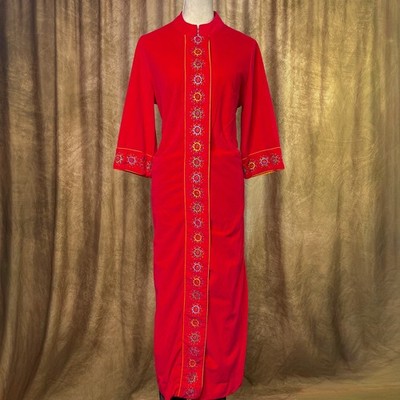 Vintage 50s Evelyn Pearson Velour House Coat Lounge Jacket Mandala Embroidered