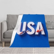 Cozy Flannel Blanket with Playful USA Theme Soft and Warm for Sofa Travel Bed