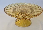 Vintage Amber  Pedestal Cake Plate 10”  c1970 kitchenware