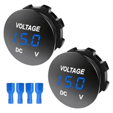 2PCS DC 12-24 V Voltmeter Gauge Mini Digital Display LED Voltage Meter Gauge ...