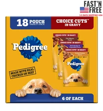 Pedigree Choice Cuts In Gravy Adult Soft Wet Dog Food, 3.5 oz Pouches, 18 Count