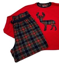 NEW Eddie Bauer Kids 8 Pajamas Set Plaid Holiday Christmas Reindeer Moose