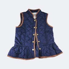 Janie and Jack Quilted Vest in Navy with Brown Accents