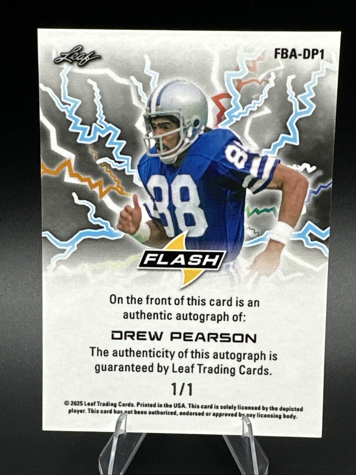 2025 Leaf Drew Pearson Flashback 1/1 Auto Cowboys Autograph. view 2