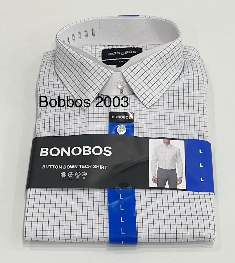 Bonobos Men’s Slim Fit Button-Down Tech Dress Shirt, Light Blue, Size L