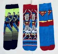 Superman Socks Men's Casual Crew Socks 3 Pairs Mens Size 8-12 Bioworld NEW