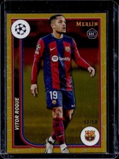 2023-24 Topps Chrome Merlin UEFA Vitor Roque RC Gold Refractor #/50 Barcelona