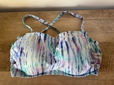 Shade Shore Size 38DD Strappy Back Underwire Bikini Top Blue Tie Dye