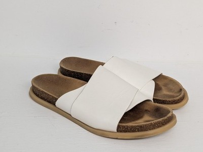 Dear Frances Sandals Womens Size 42 Eu 11 Us Slide White Leather Casual Slip On