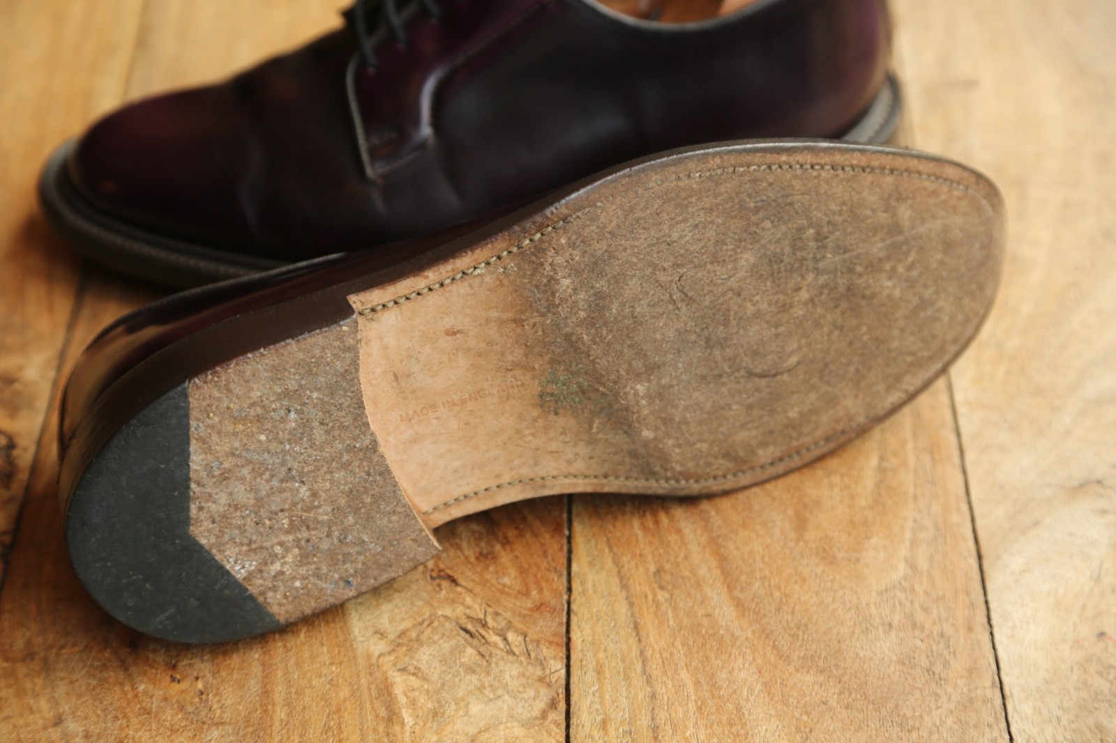 Tricker's Trickers Robert Purple Leather Derby Lace Up Shoes UK 8 US 9