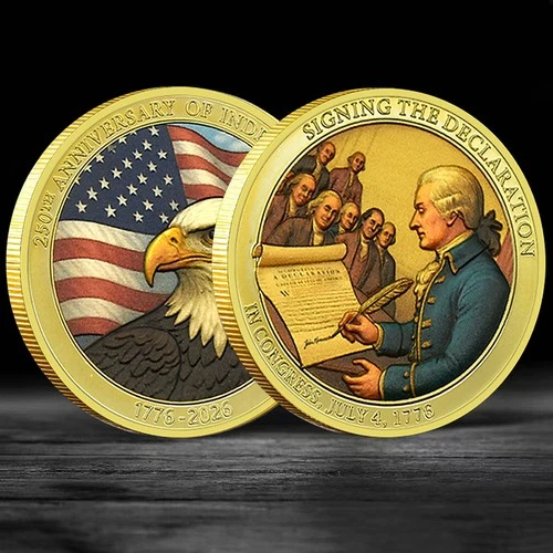 Liberty Bell 250th Anniversary Coin American Independence 1776-2026 Gold Plated