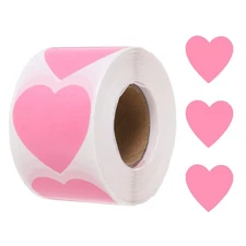 500pcs Rose Red Heart Stickers 1.5 Inch Self-Adhesive Stickers Label
