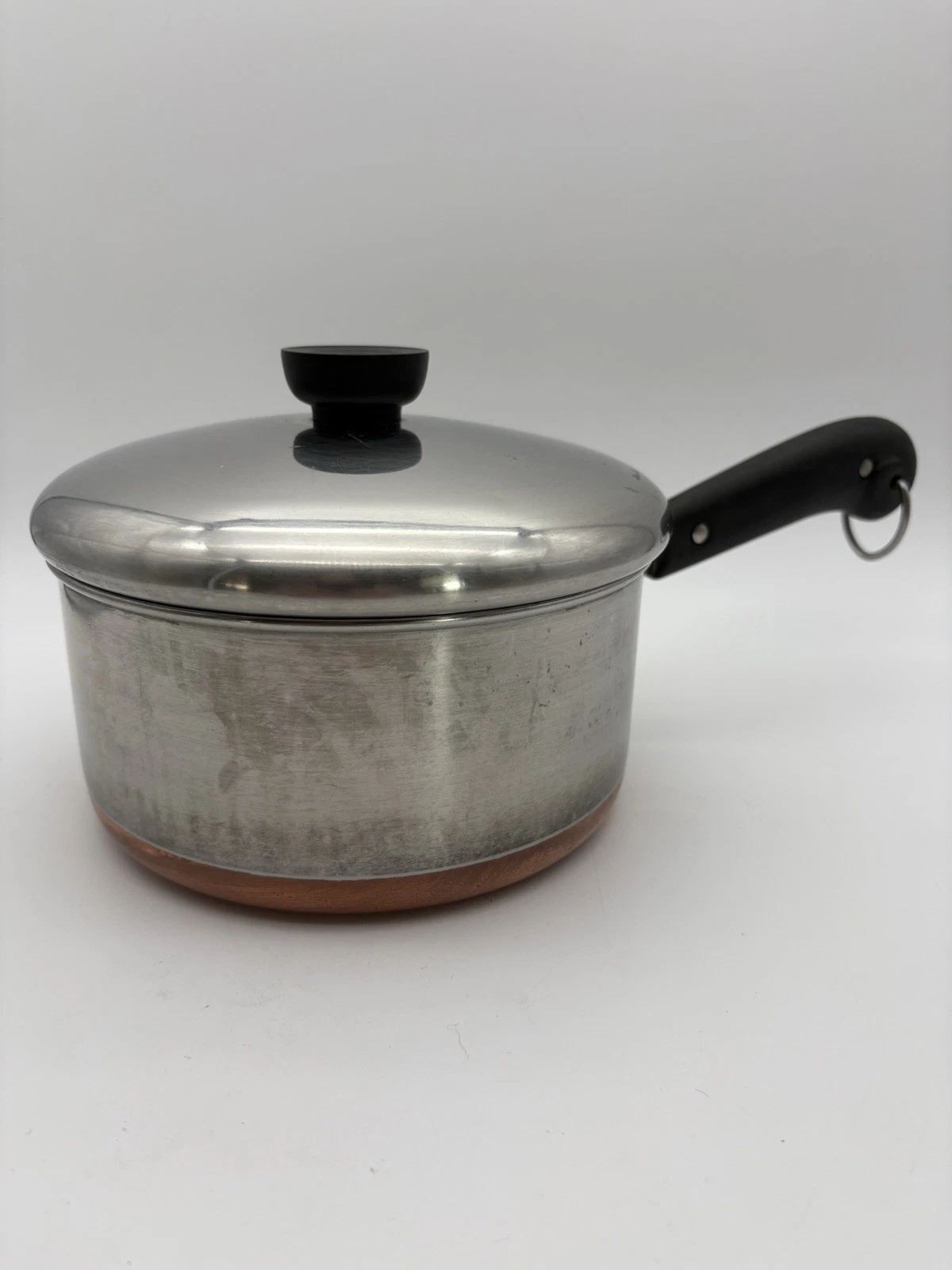 Vintage Revere Ware 2 qt Sauce Pan, Copper Bottom, Stainless Steel, Lid Pre-1968
