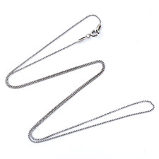 Vintage Italy Sterling Silver 925 0.7mm Box Chain Necklace 19  